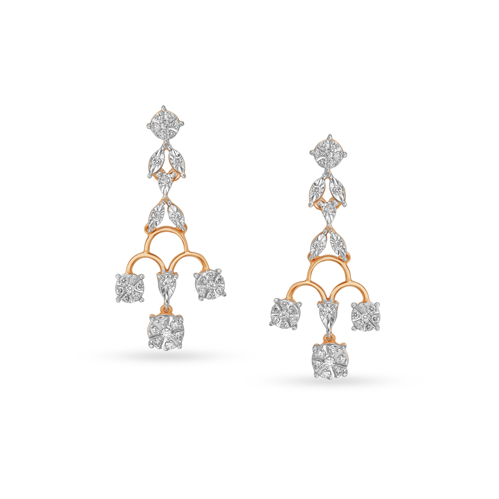 Dazzling Chandelier Rose Gold and Diamond Earrings,,hi-res image number null