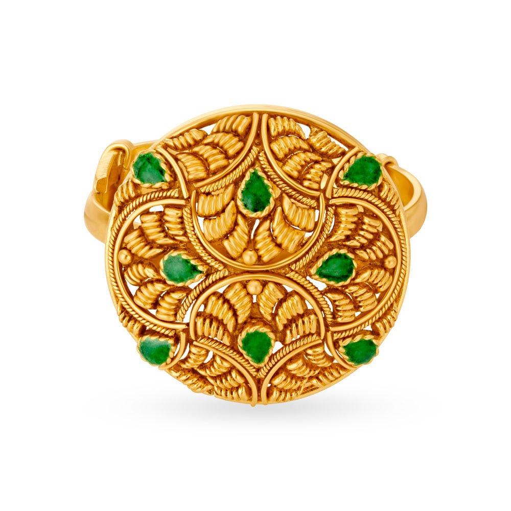 Elaborate 22 Karat Yellow Gold Statement Ring,,hi-res image number null