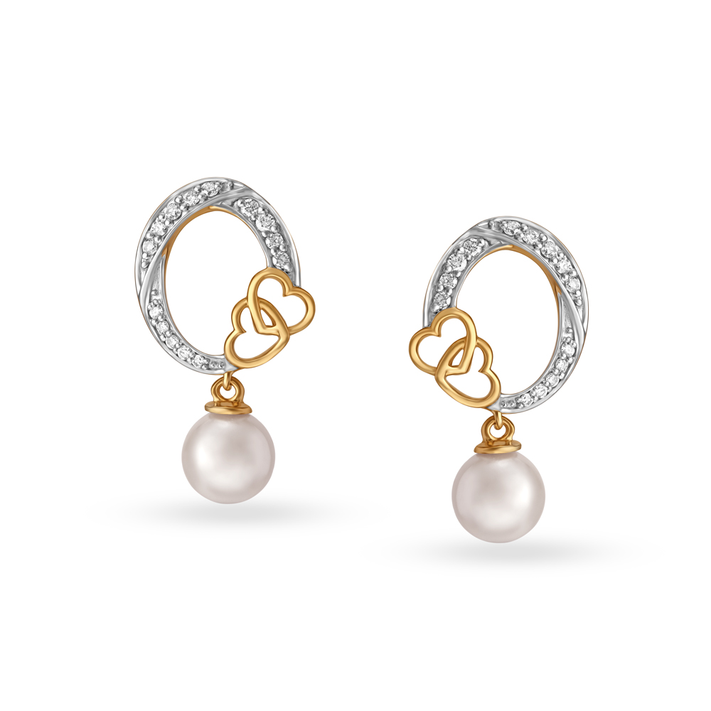Shop Rubans 18K Gold Toned Opal Studded White Pearl Beaded Fringe Dangle  Earring Online at Rubans