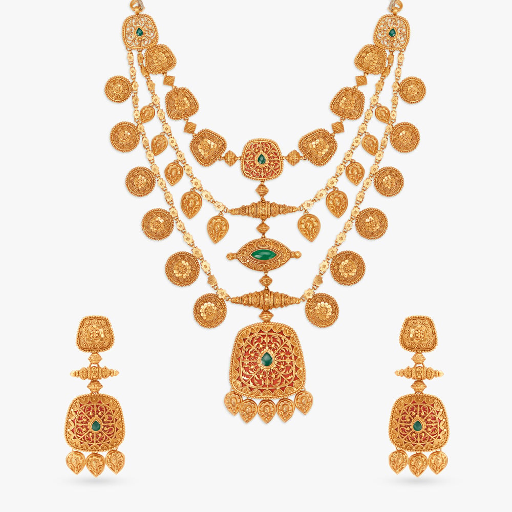 Lustrous Chandak Ras Rawa Layered Necklace Set,,hi-res image number null