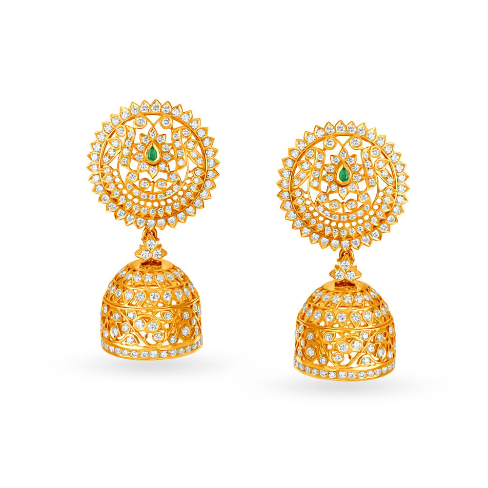 Elegant Diamond Jhumka Earrings,,hi-res image number null