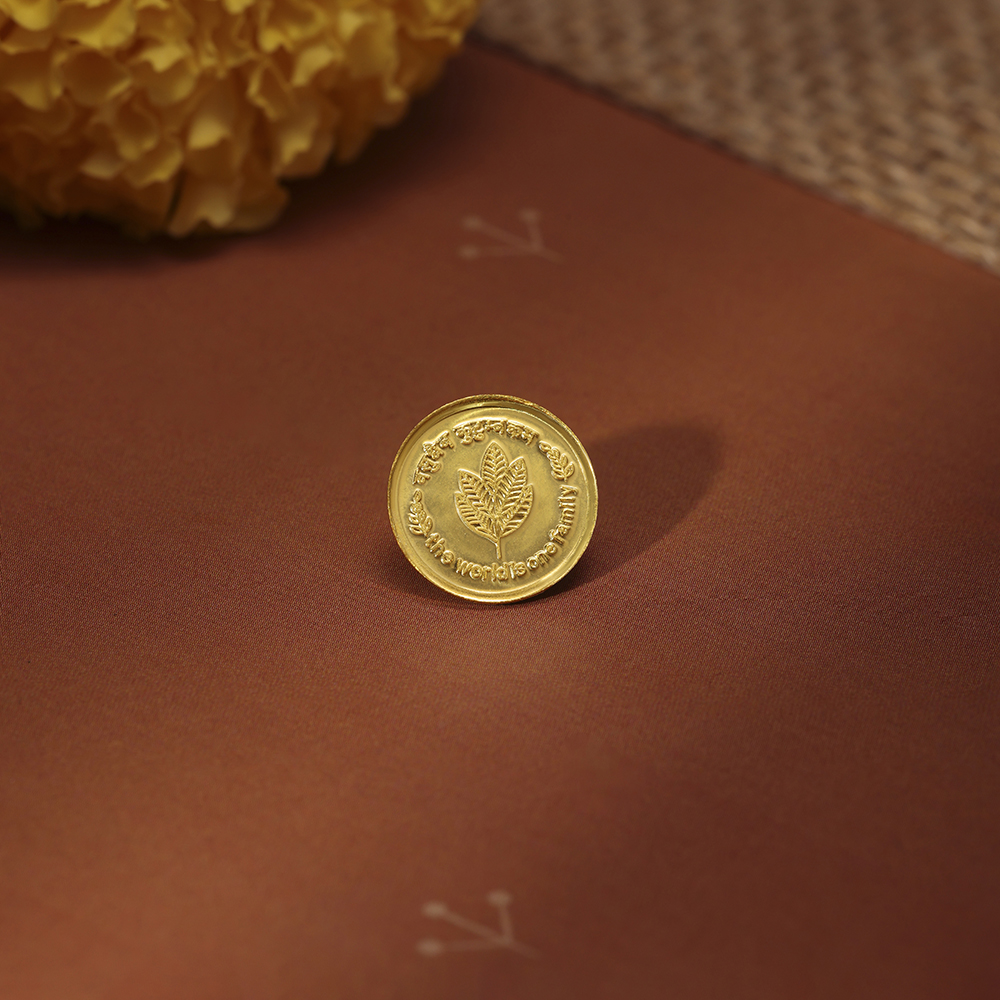 1 GM 24 Karat Traditional Mango Leaf Gold Coin,,hi-res image number null