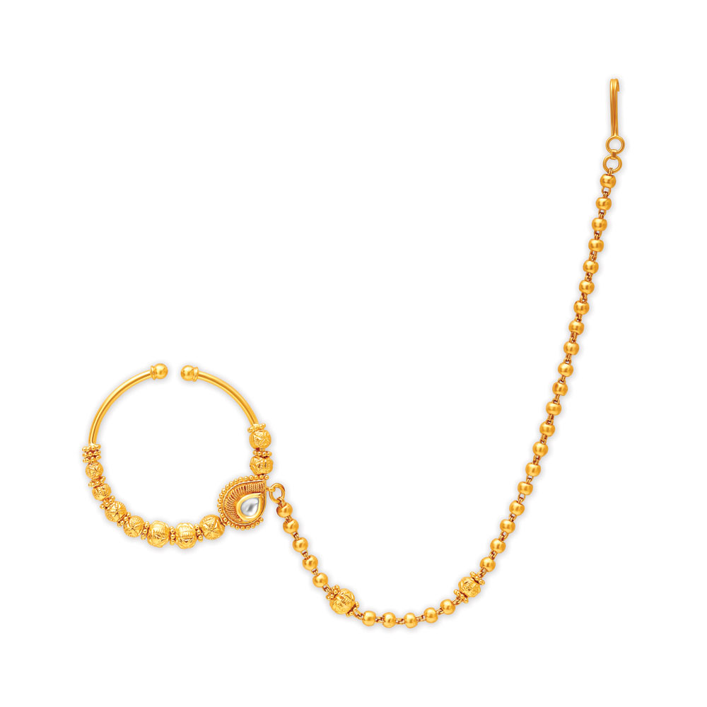 Teardrop Shaped Gold Nath,,hi-res image number null