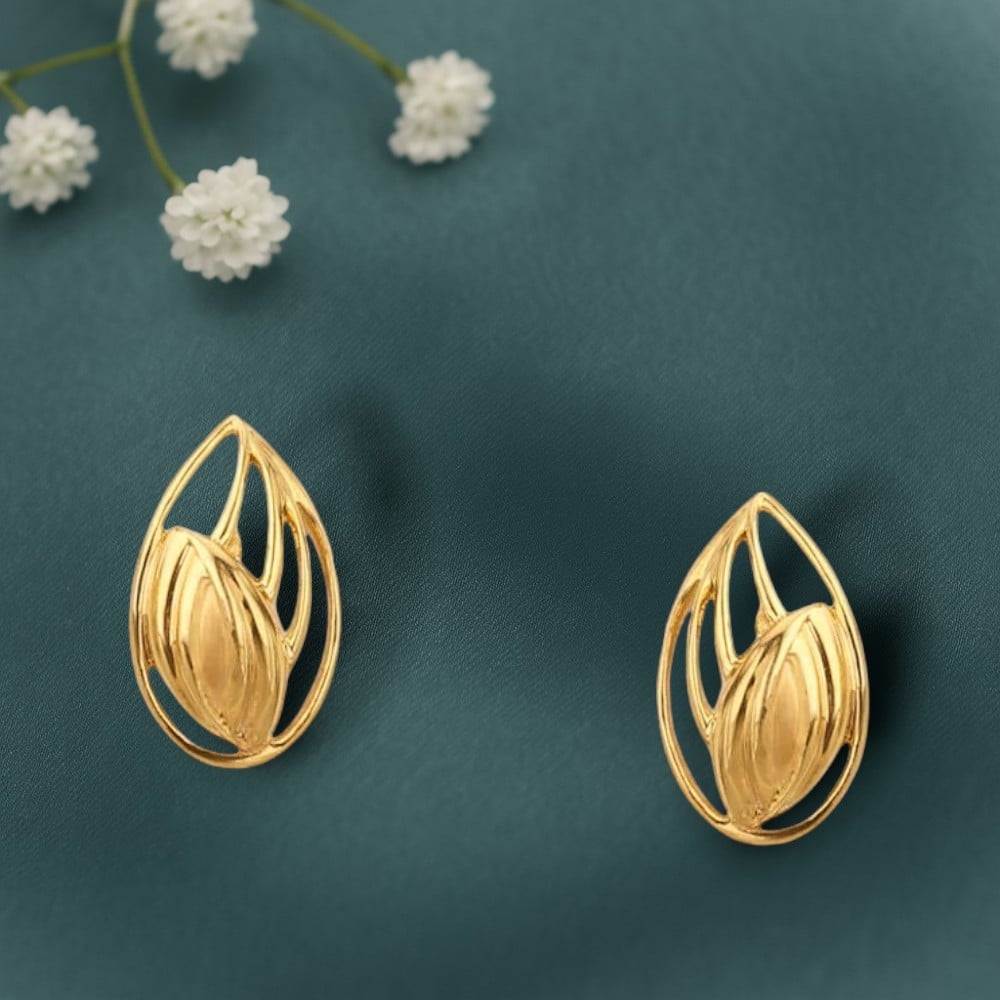 

Dual Leaflet Gold Stud Earrings