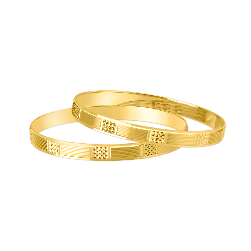 Modish Yellow Gold Carved Bangles,,hi-res image number null