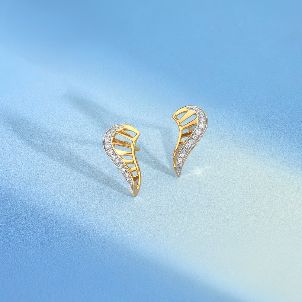 Graceful Wing Diamond Stud Earrings,,hi-res image number null