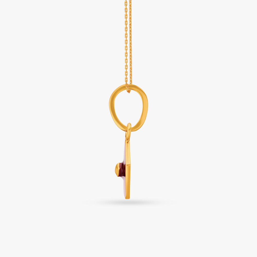 Geometric Gold Pendant With Enamel for Kids,,hi-res image number null