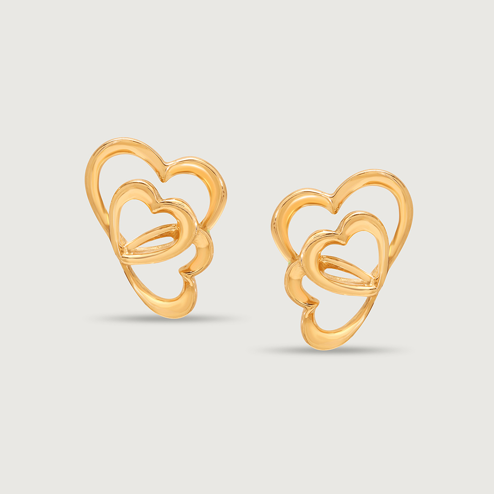 Cupid Edit Hearts Symphony 14KT  Gold Stud Earrings,,hi-res image number null