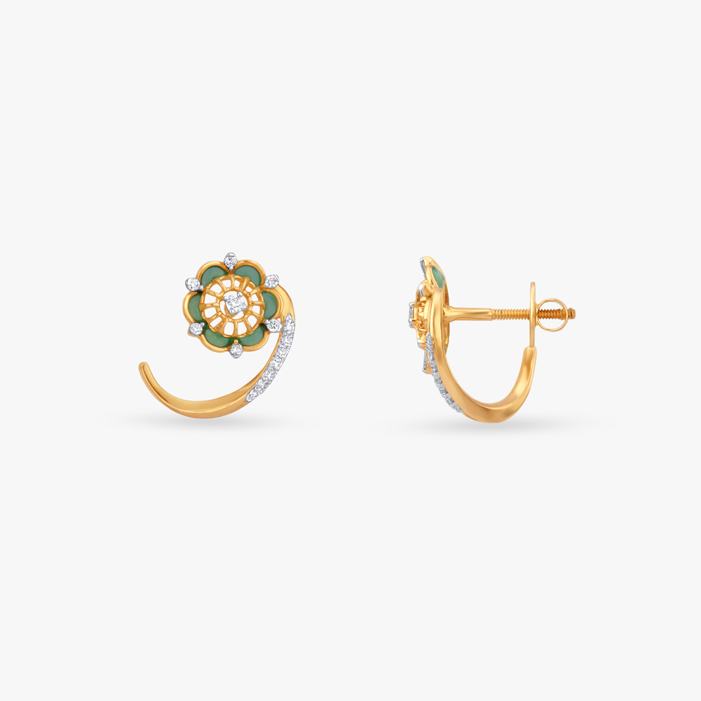 Mint Crescent Diamond Stud Earrings,,hi-res image number null