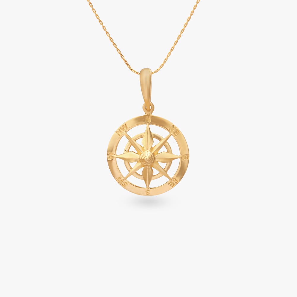 Compass Rose Gold Pendant,,hi-res image number null