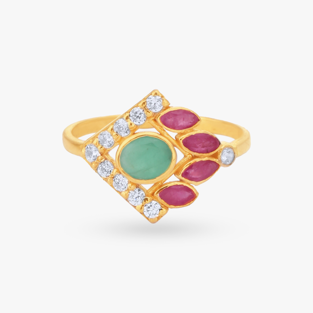 Artistic Rhombus Gold Finger Ring,,hi-res image number null