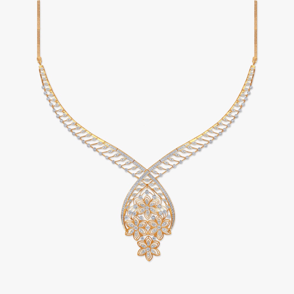 Ornate Blossom Diamond Necklace Set,,hi-res image number null