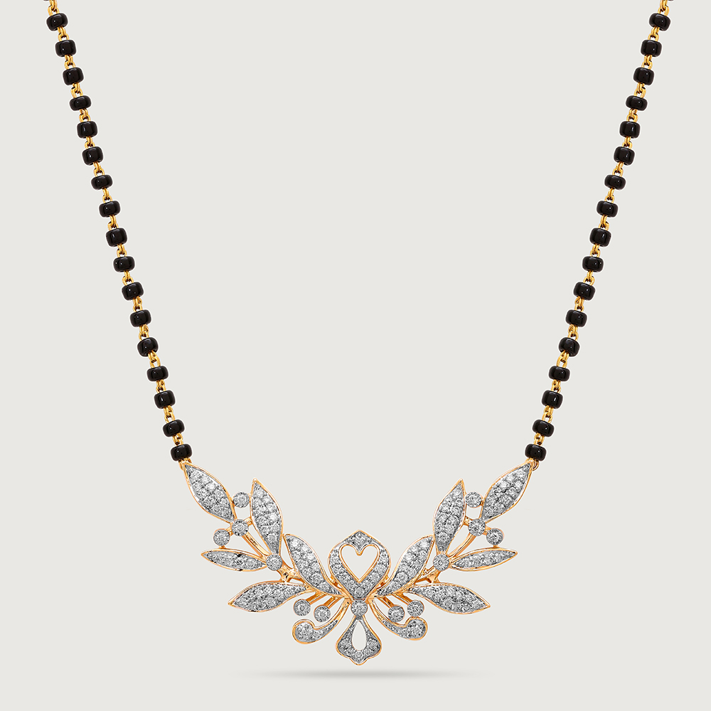 Enchanted Leaves 14 Kt Gold and Diamond Mangalsutra,,hi-res image number null