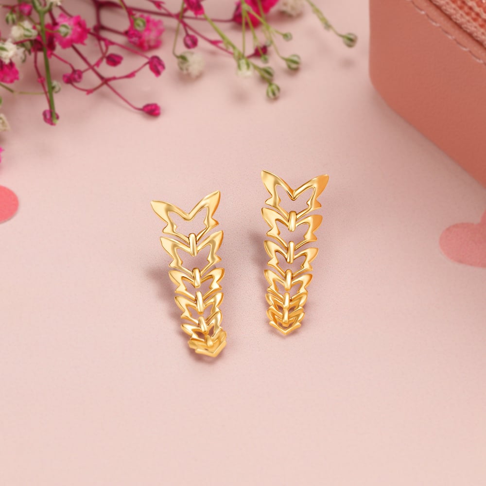 Butterfly Ballet 14KT Yellow Gold Drop Earrings,,hi-res image number null