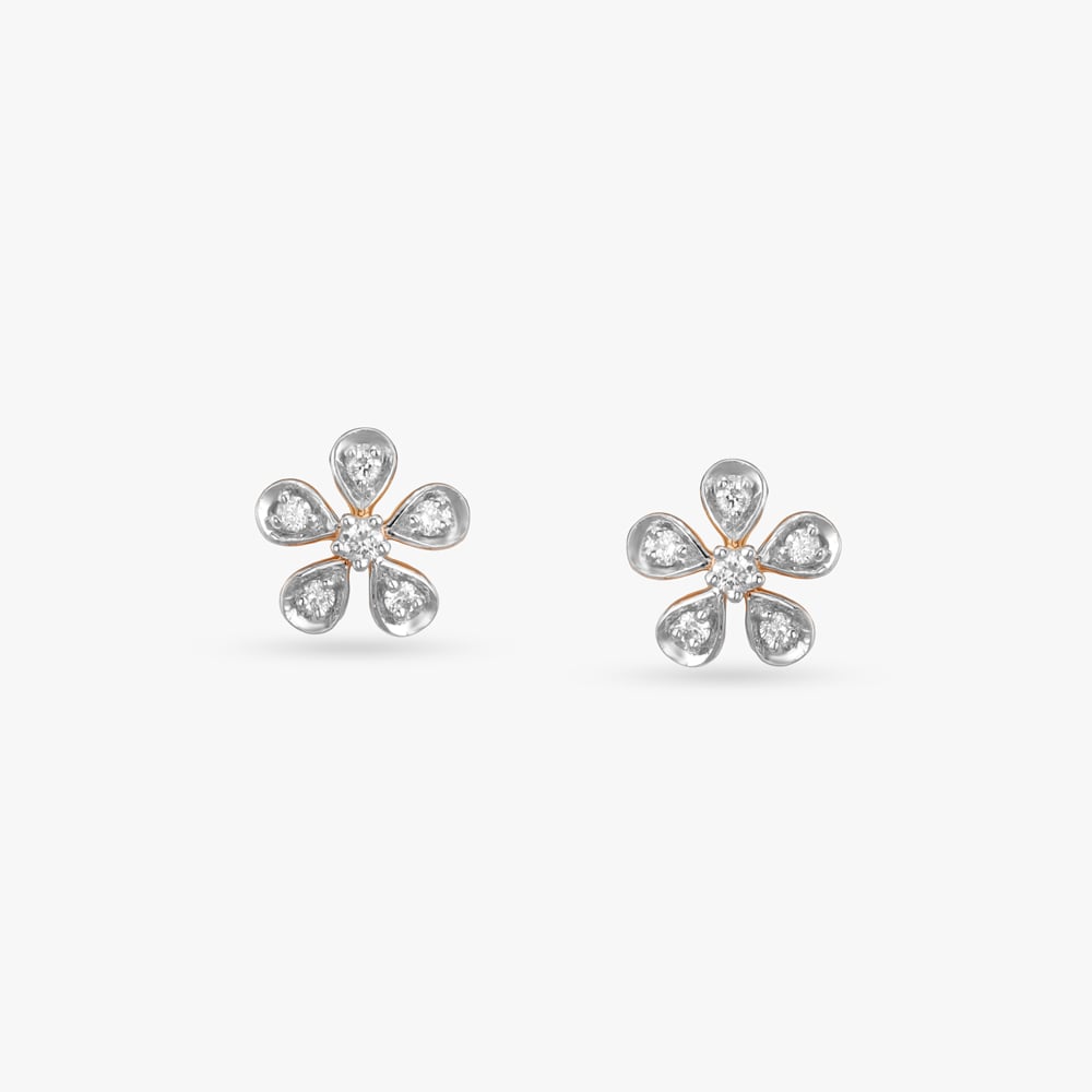 Floral Gleam Diamond Stud Earrings,,hi-res image number null