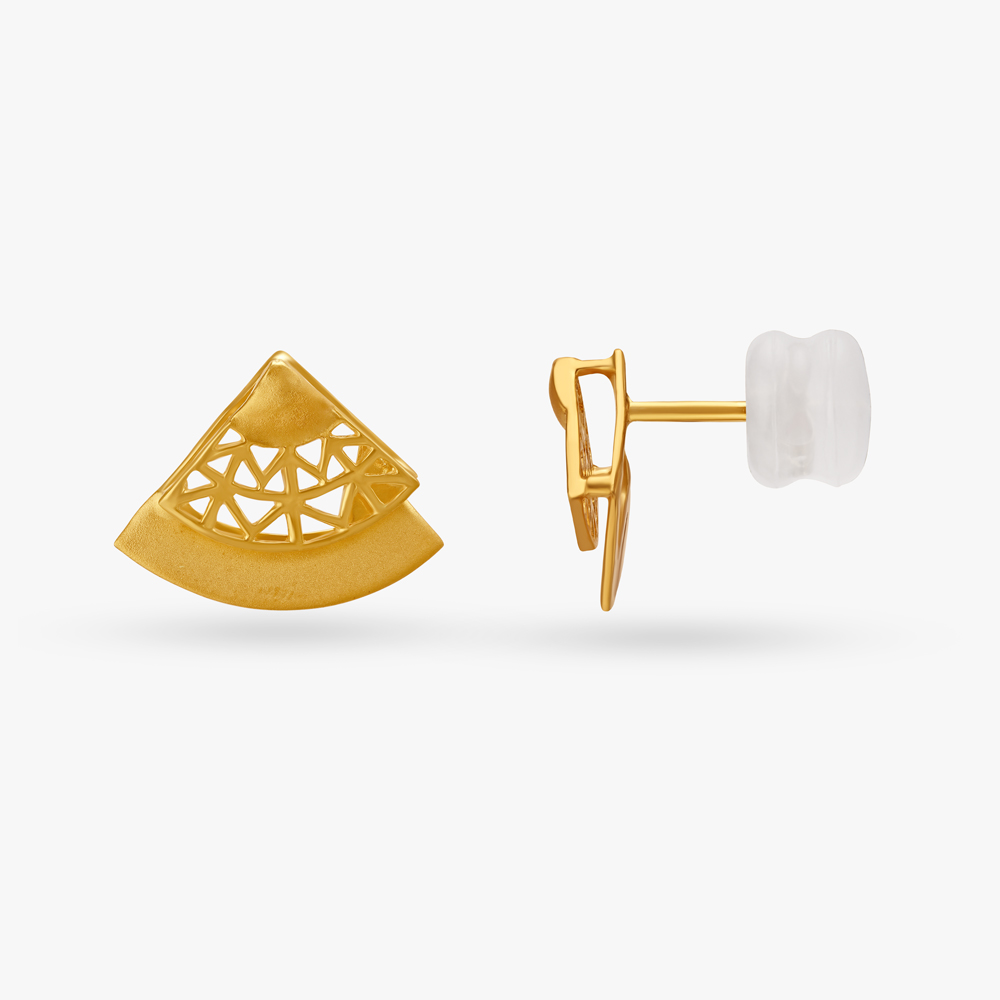 Classy Geometric Gold Stud Earrings,,hi-res image number null