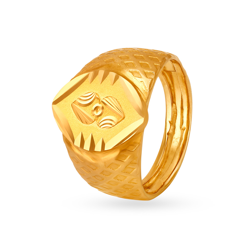 Magnificent 22 Karat Twin Heart Gold Finger Ring For Men,,hi-res image number null