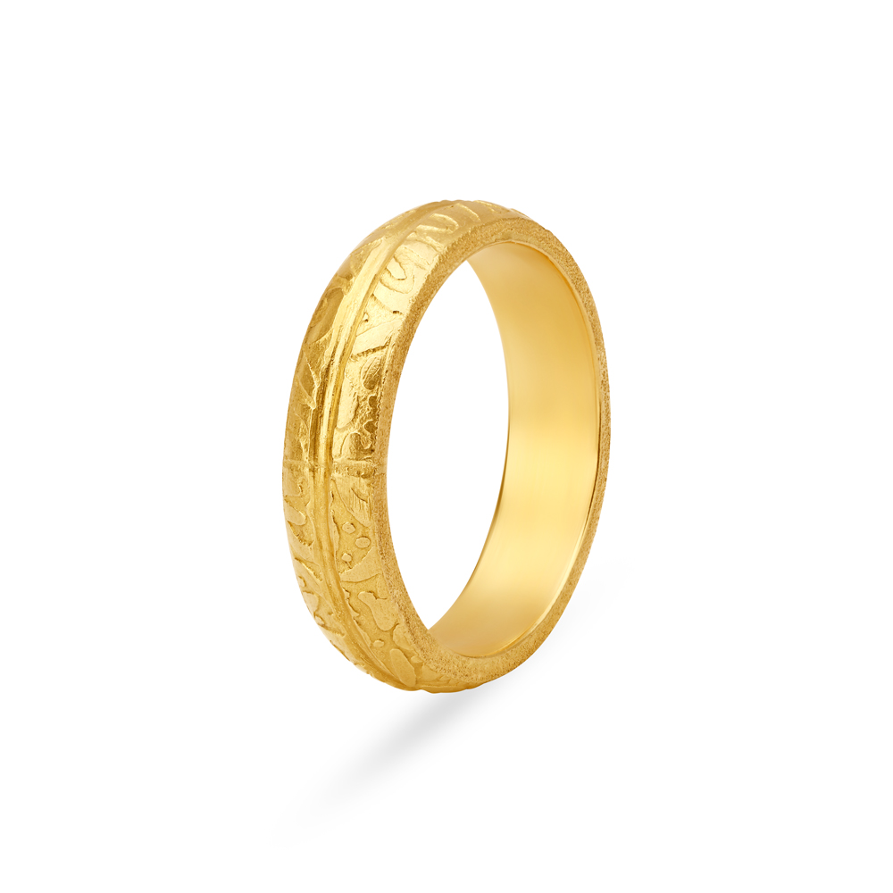 Captivating Multifinish Gold Finger Ring for Men,,hi-res image number null