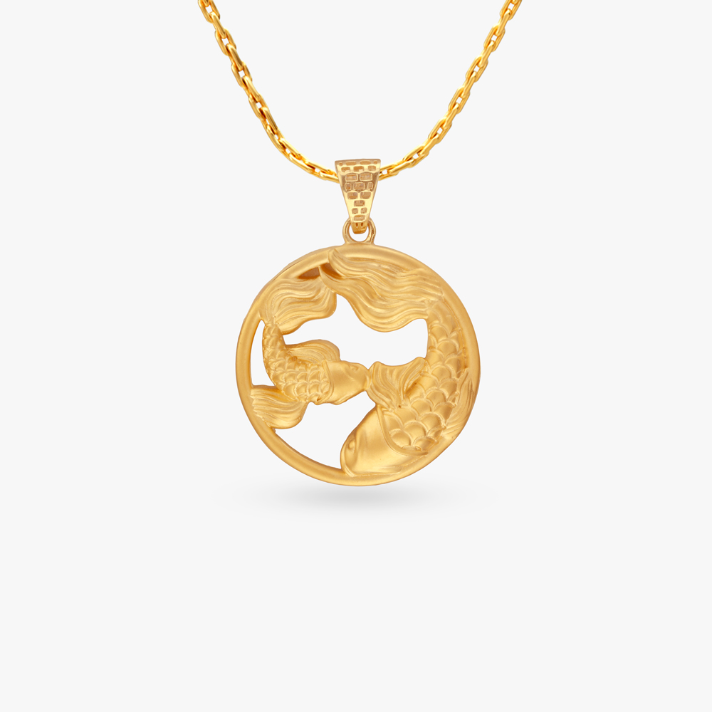 Pisces Zodiac Gold Pendant,,hi-res image number null