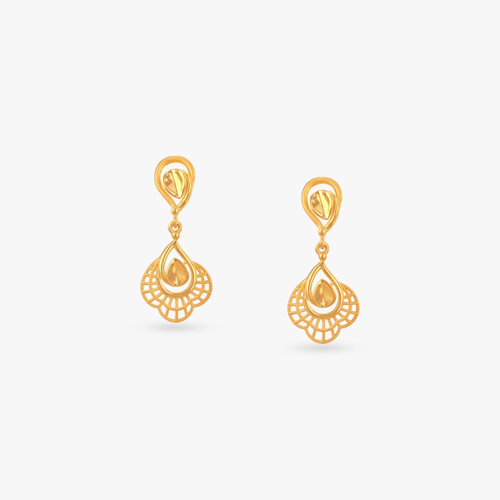 Scalloped Shine Gold Drop Earrings,,hi-res image number null