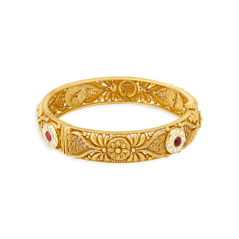 Majestic Abstract Ornate Gold Bangle,,hi-res image number null