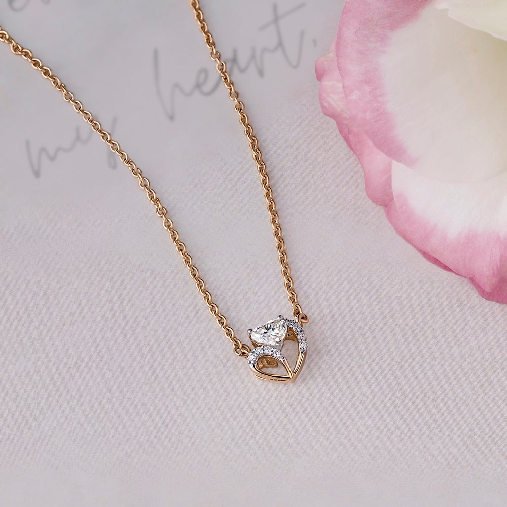 Heartfelt Radiance 14 kt Gold & Diamond Pendant with Chain,,hi-res image number null