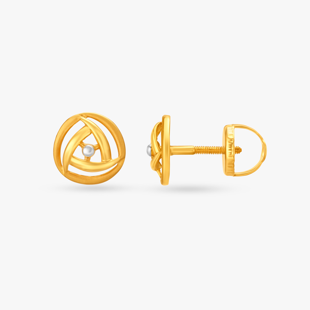 Chic Dual Tone Stud Earrings,,hi-res image number null