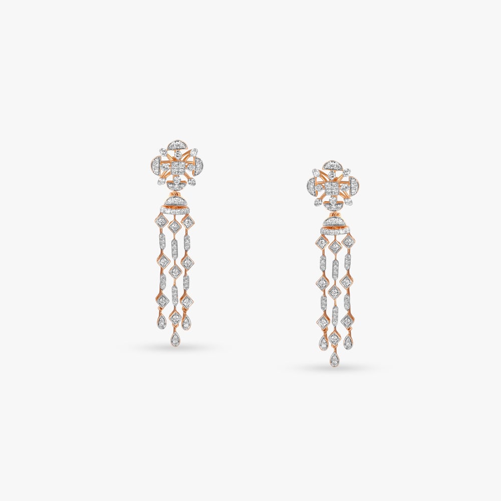 Floral Symphony Diamond Drop Earrings,,hi-res image number null