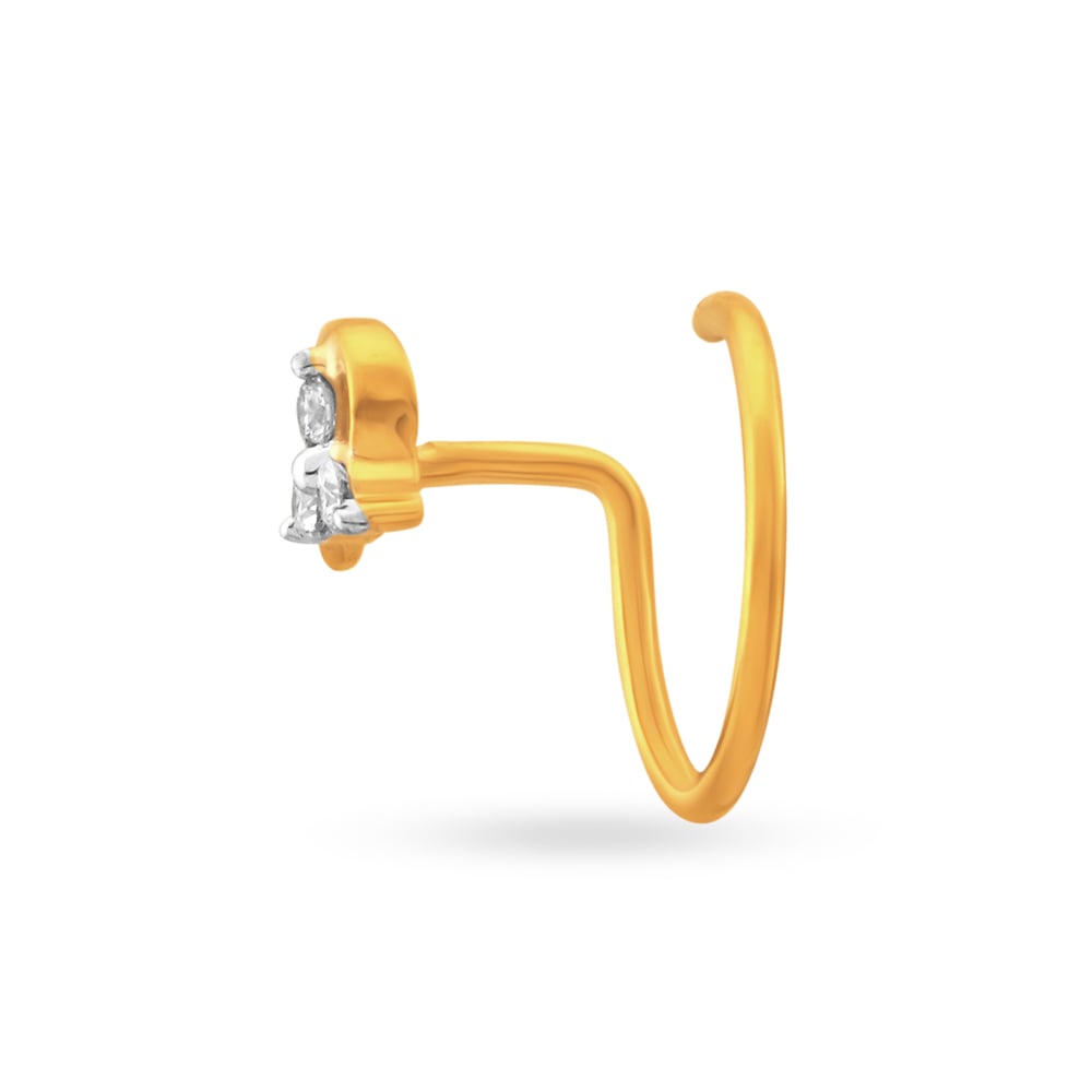 Elegant Gold and Diamond Nose Pin,,hi-res image number null