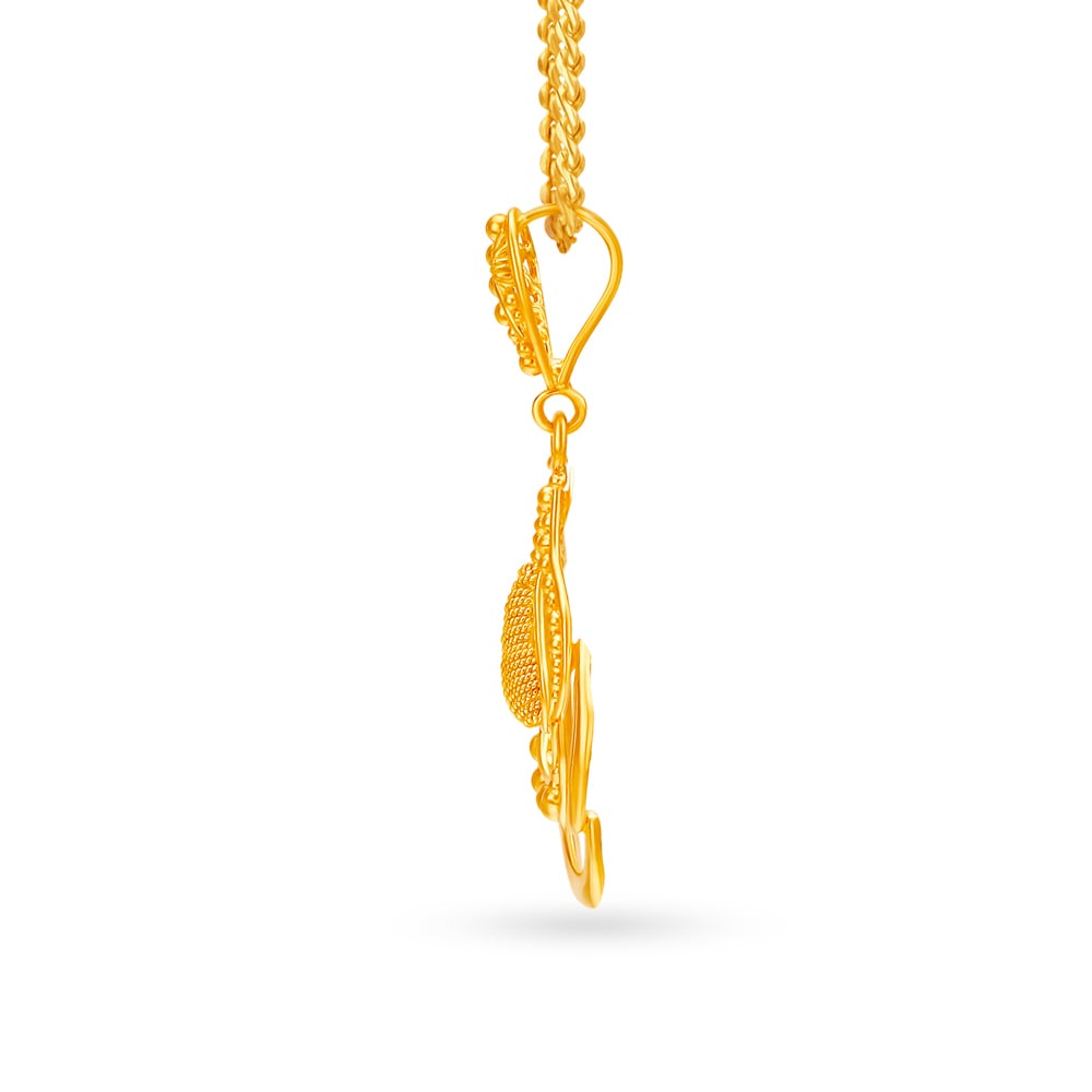 Traditional Paisley Gold Pendant and Earrings Set,,hi-res image number null