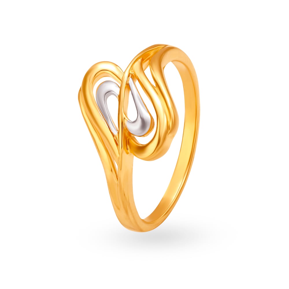 Graceful 22 Karat Gold Swirl Ring With Rhodium Finish,,hi-res image number null