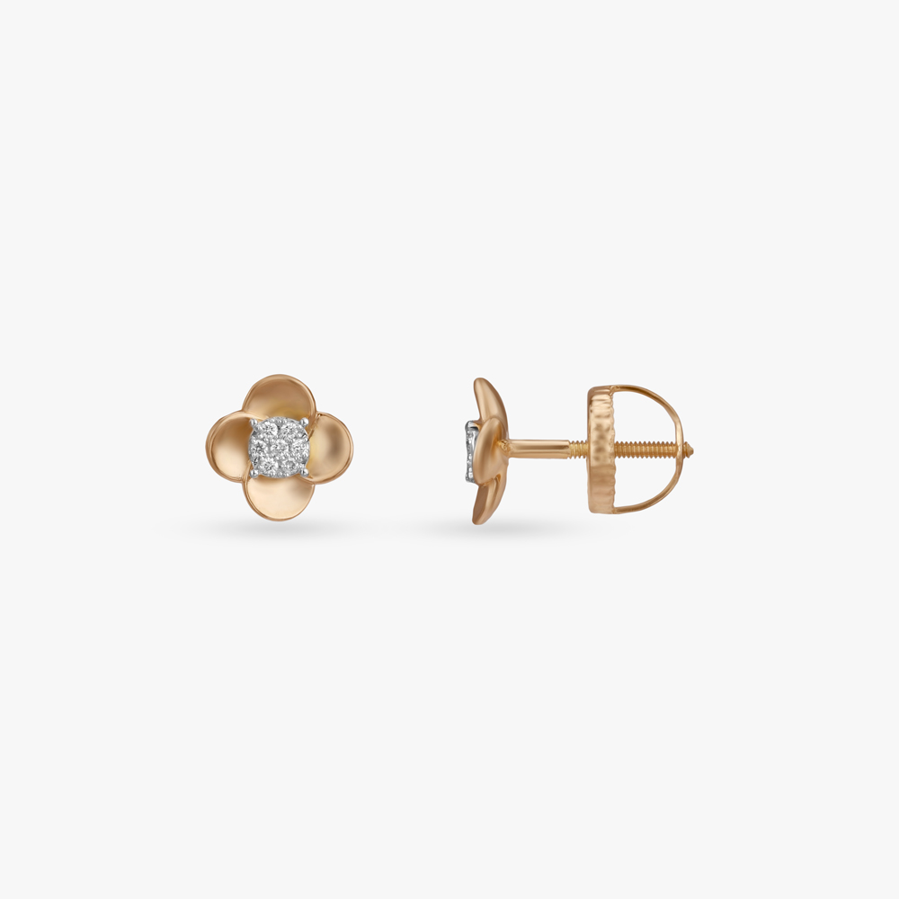 Sculpted Flower Diamond Stud Earrings,,hi-res image number null