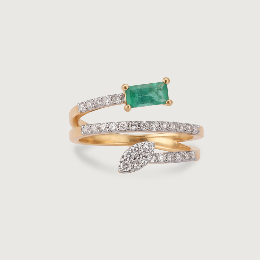 Verdant Vision 14KT Emerald & Diamond Ring,,hi-res image number null