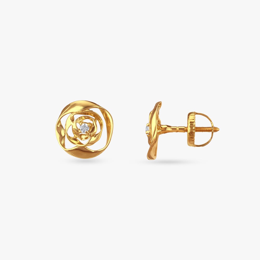 Bloom Spiral Gold Stud Earrings,,hi-res image number null