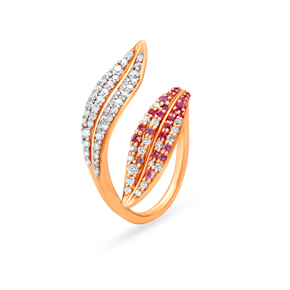 Leaf Inspired Sapphire Finger Ring,,hi-res image number null