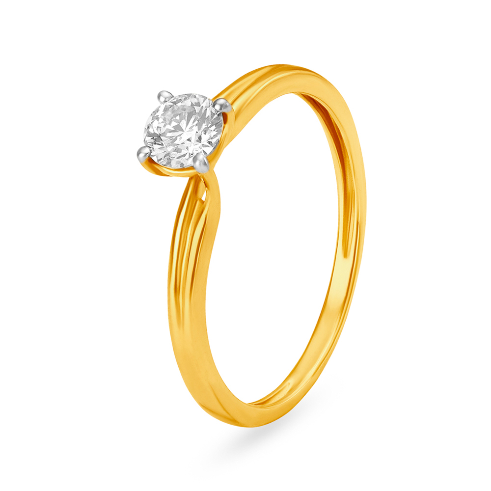 Classic 18 Karat Yellow Gold Solitaire Finger Ring,,hi-res image number null