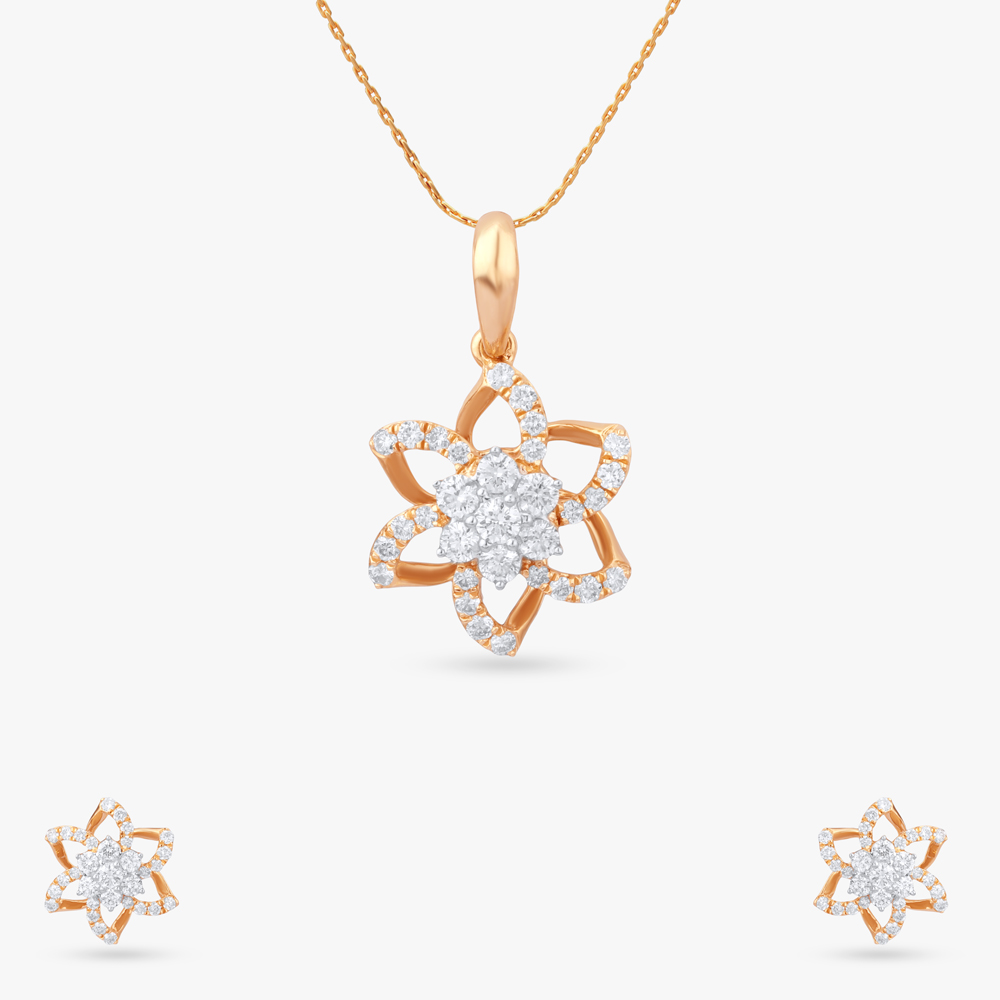 Star Bloom Diamond Pendant and Earrings Set,,hi-res image number null