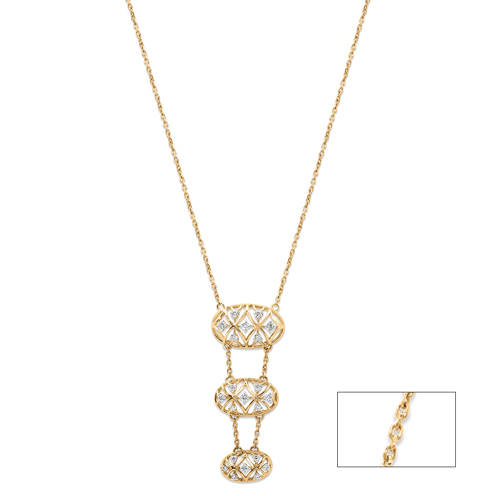14 KT Yellow Gold Delicate Polki Diamond Necklace,,hi-res image number null