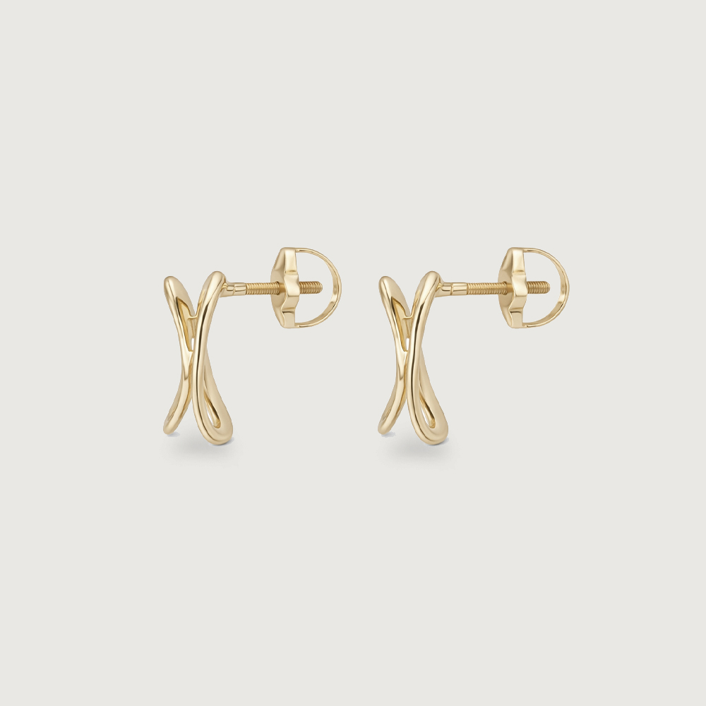 Modern Frame Disc Gold Stud Earrings,,hi-res image number null