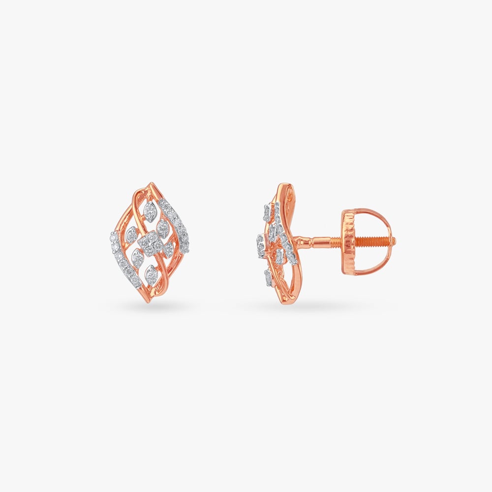 Artistic Lattice Diamond Stud Earrings,,hi-res image number null