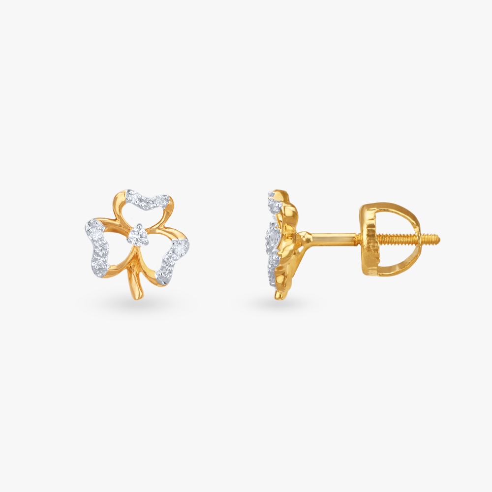Lucky Clover Diamond Pendant and Earrings set for Kids,,hi-res image number null
