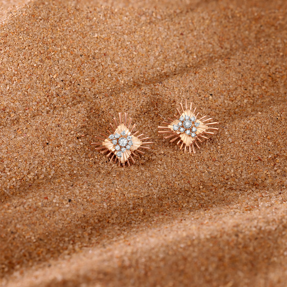 Radiant Bloom Diamond Stud Earrings,,hi-res image number null