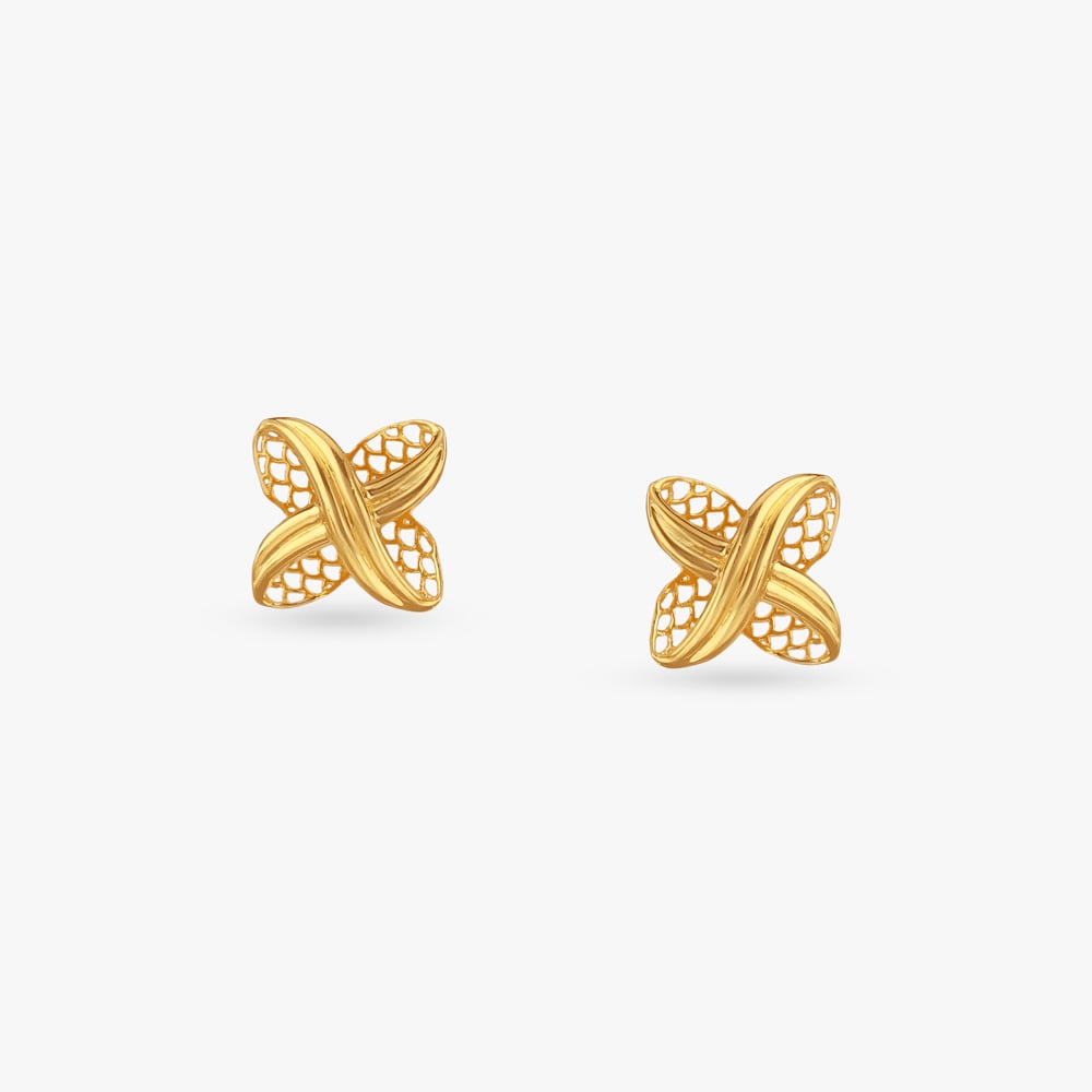 

Crossover Petal Gold Stud Earrings