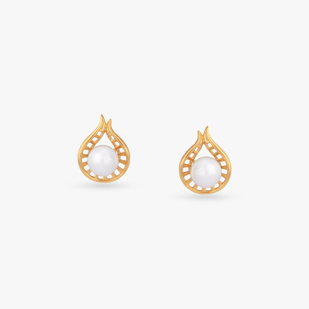 

Luminous Cradle Gold Stud Earrings