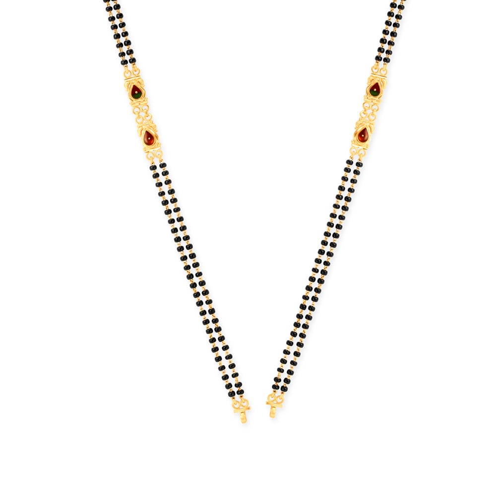 

Carved Gold and Enamel Mangalsutra