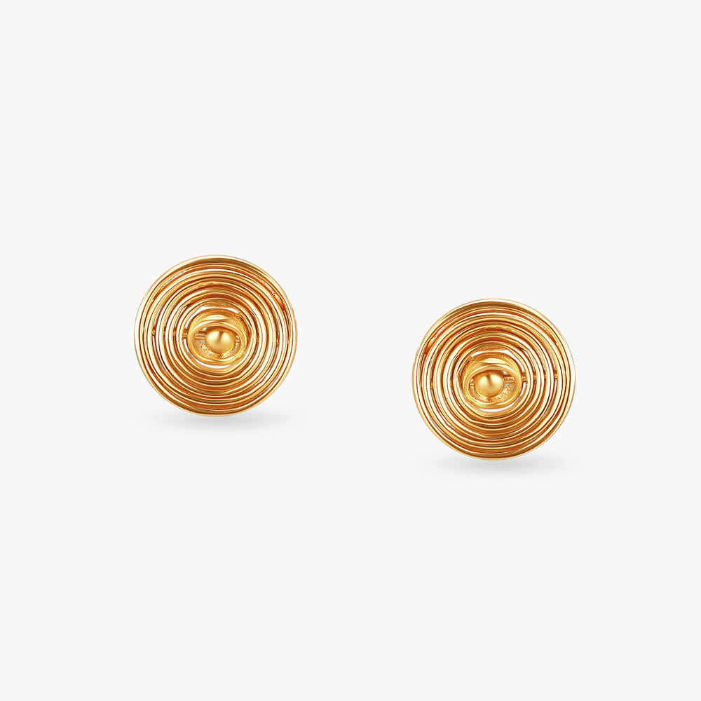 Golden Swirl Gold Stud Earrings,,hi-res image number null