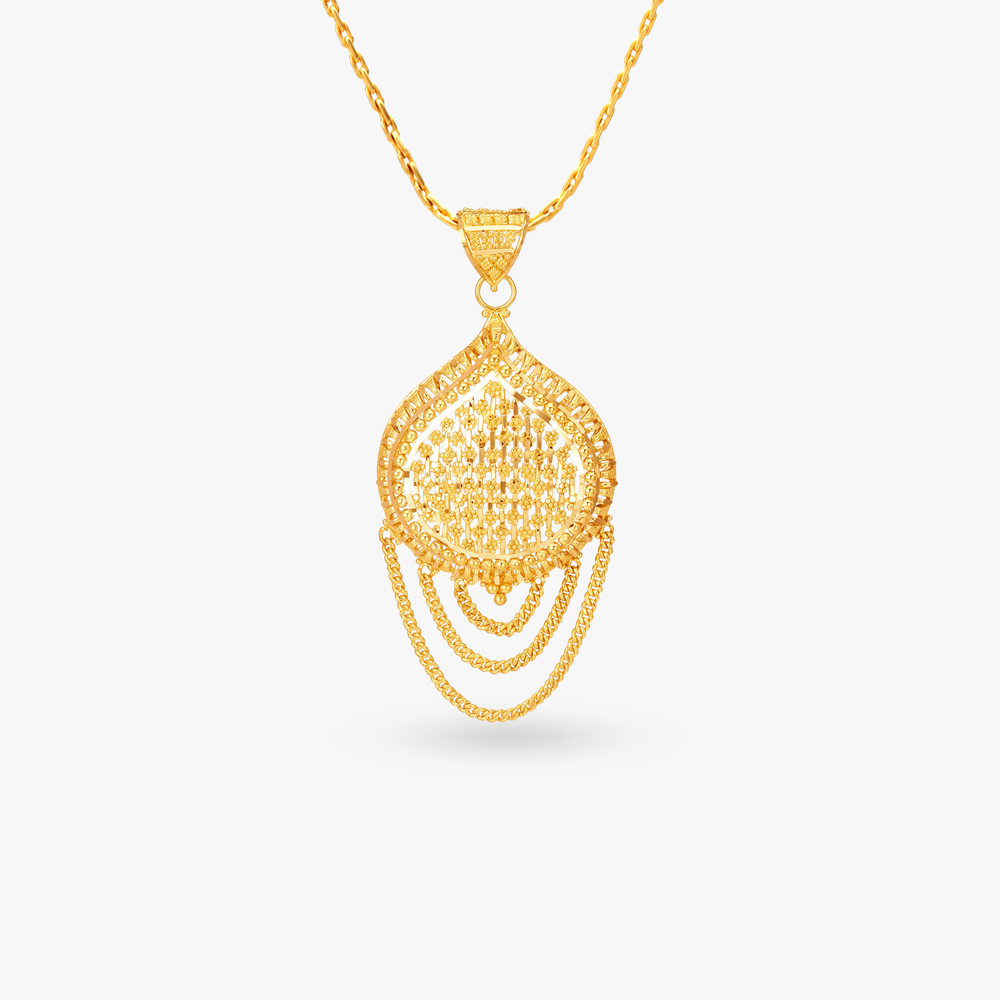 Captivating Gold Pendant and Earrings Set,,hi-res image number null