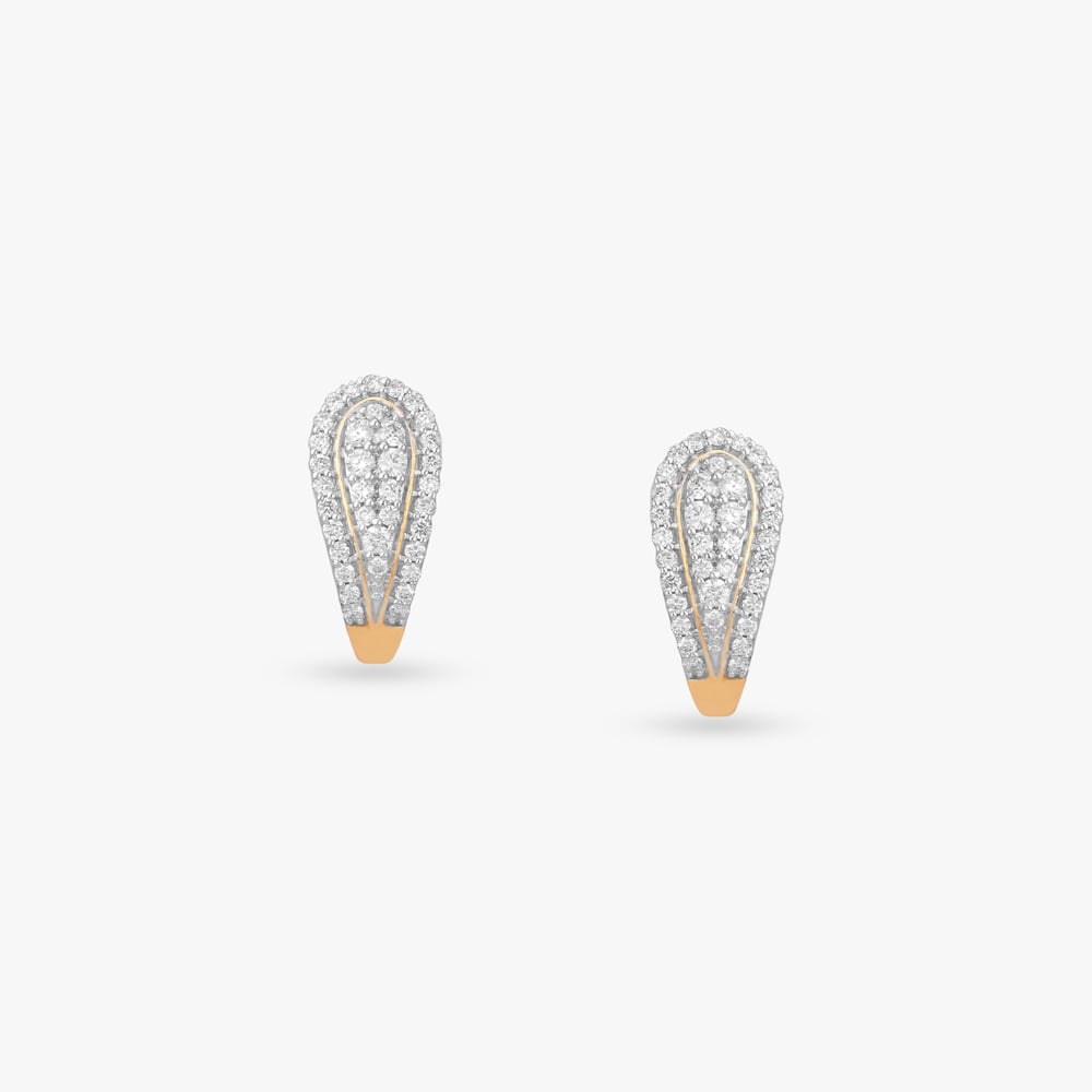 Teardrop Trail Diamond Gold Hoop Earrings,,hi-res image number null
