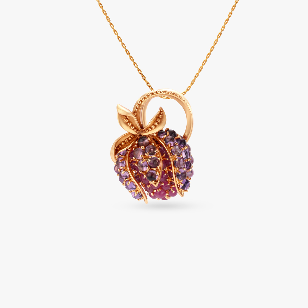 Sunlit Bud Gold Pendant and Earrings Set,,hi-res image number null