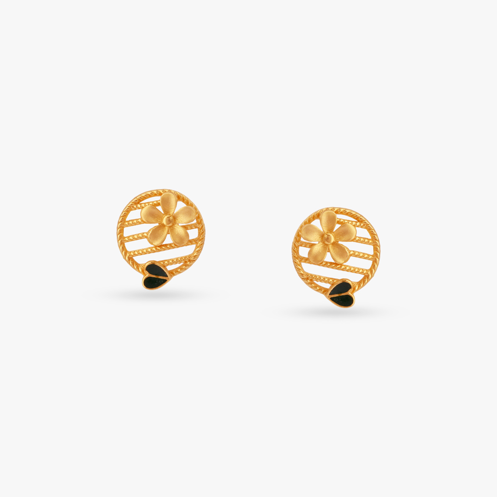 

Floral Emblem Gold Stud Earrings